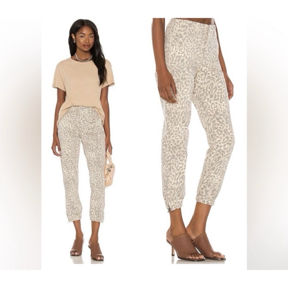 PAIGE Mayslie Jogger Pants Womens Size 27 Cream Animal Print Ankle Zip